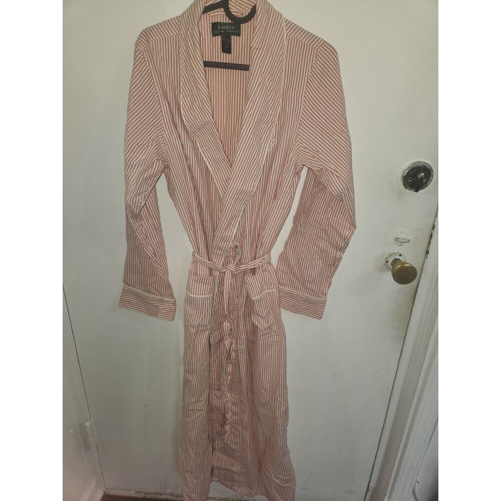 Ralph Lauren green label cotton women's robe stripes red white